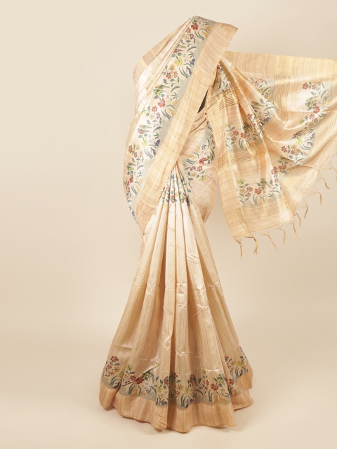 

Pothys Cream-Coloured Floral Printed Art Silk Saree