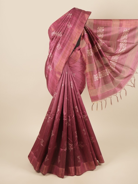 

Pothys Maroon & White Floral Zari Art Silk Saree