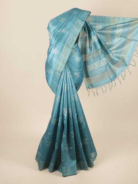 

Pothys Blue & White Floral Zari Art Silk Saree