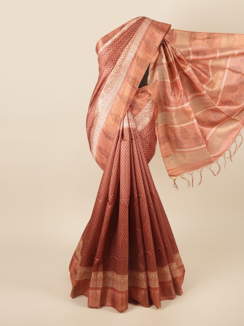 

Pothys Rust & White Floral Zari Art Silk Saree