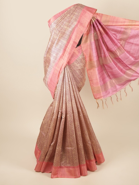 

Pothys Cream-Coloured & Pink Art Silk Saree