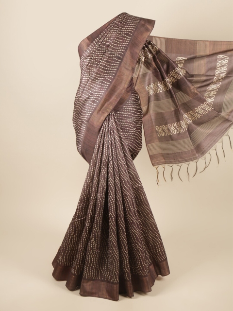 

Pothys Brown & Cream-Coloured Batik Zari Art Silk Saree