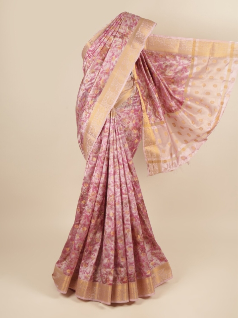 

Pothys Pink Floral Printed Art Silk Saree