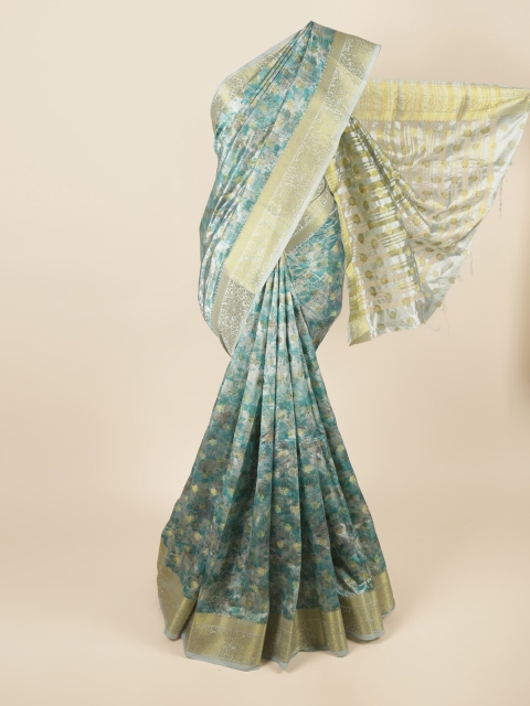 

Pothys Blue & Grey Floral Zari Art Silk Saree