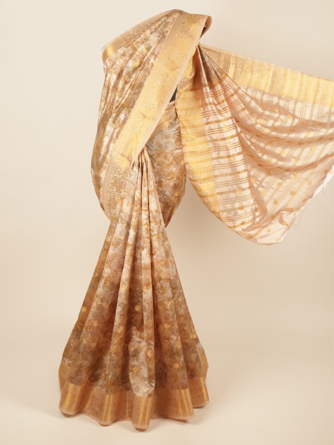 

Pothys Gold-Toned Floral Art Silk Saree