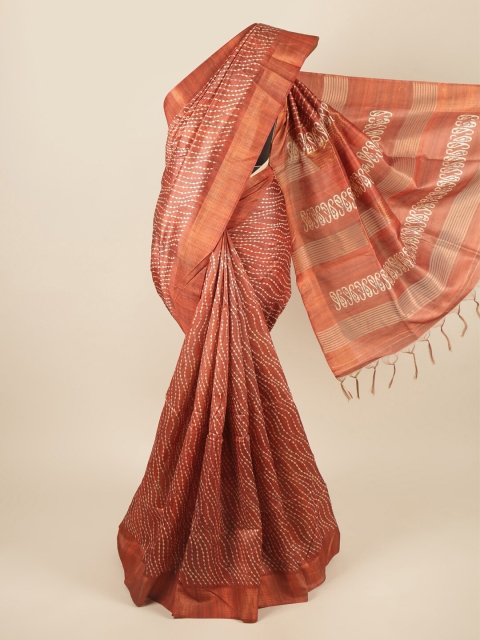 

Pothys Rust & Cream-Coloured Striped Zari Art Silk Saree