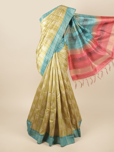 

Pothys Green & Blue Ethnic Motifs Zari Art Silk Saree