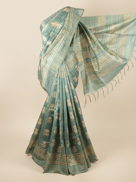 

Pothys Green & Cream-Coloured Batik Zari Art Silk Saree