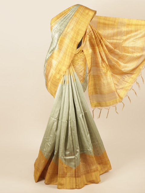 

Pothys Green & Yellow Geometric Printed Art Silk Saree