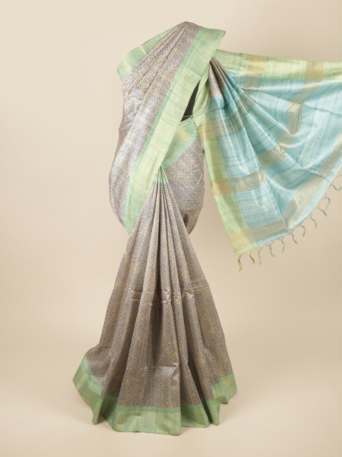 

Pothys Blue & Green Printed Zari Art Silk Saree