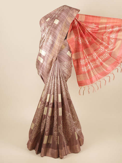 

Pothys Rust & Red Floral Zari Art Silk Saree