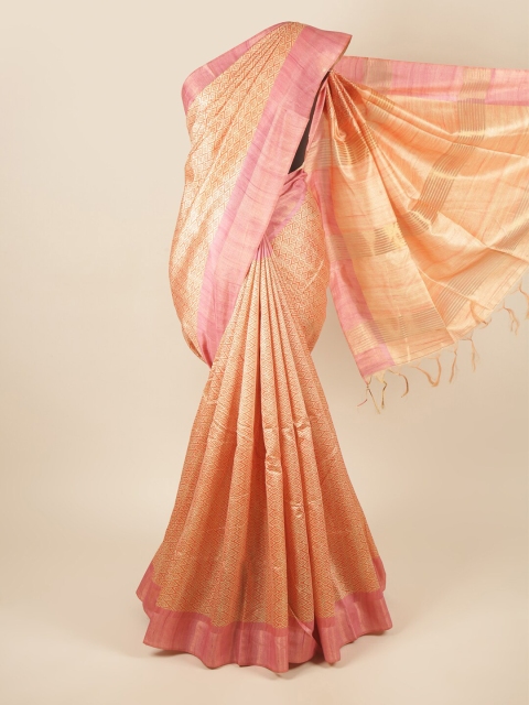 

Pothys Orange & Pink Printed Zari Art Silk Saree