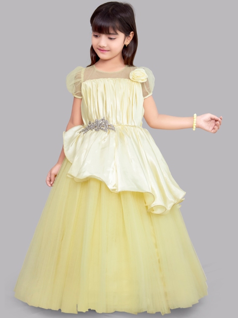 

Pink Chick Girls Yellow Satin Maxi Dress