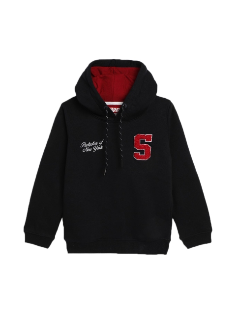 

Octave Boys Black Printed Hooded Sweatshirt