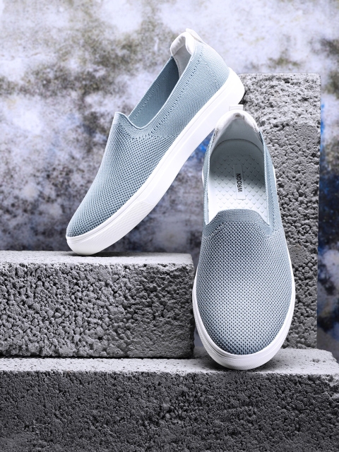 

WROGN Men Blue Woven Design Slip-On Sneakers