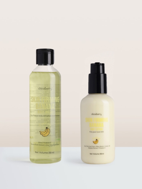 

DressBerry Set of Skin Firming Banana Body Wash 250 ml & Body Lotion 200 ml, Yellow