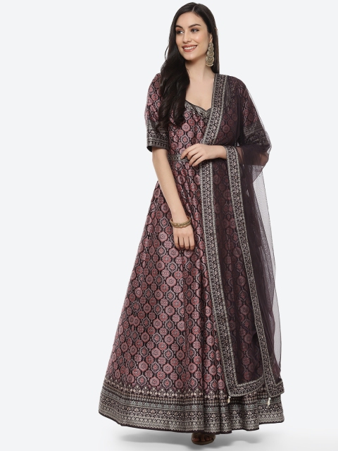 

Meena Bazaar Women Black Ethnic Motifs Printed Anarkali Kurti with Skirt & Dupatta