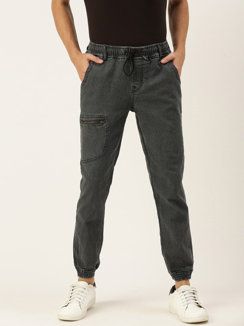 

IVOC Men Charcoal Grey Slim-Fit Light Fade Stretchable Joggers