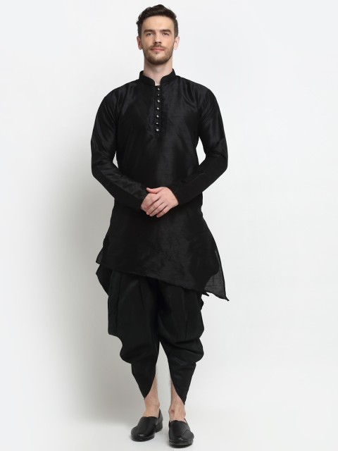 

Benstoke Men Black A-line High-Low Hem Kurta
