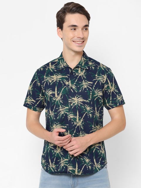 

HERE&NOW Men Navy Blue Slim Fit Floral Printed Casual Shirt