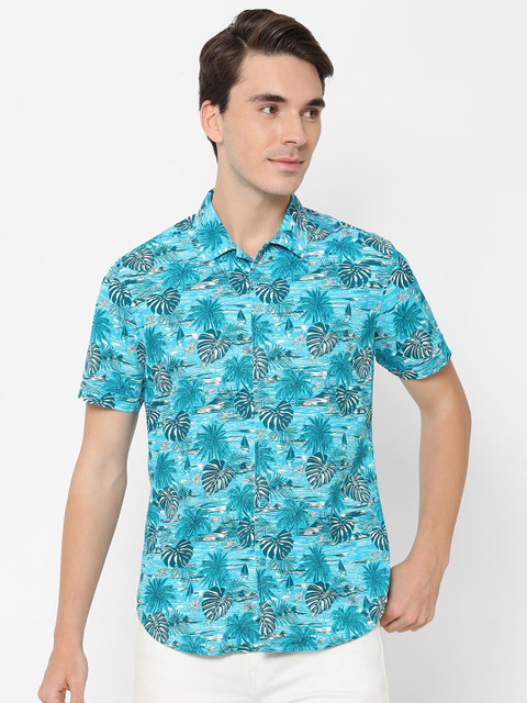

HERE&NOW Men Blue Slim Fit Floral Printed Cotton Casual Shirt