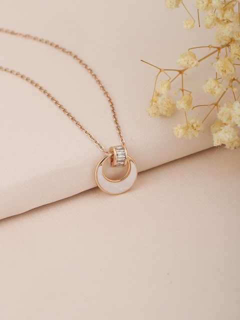 

Carlton London Rose Gold & Off White Copper Necklace