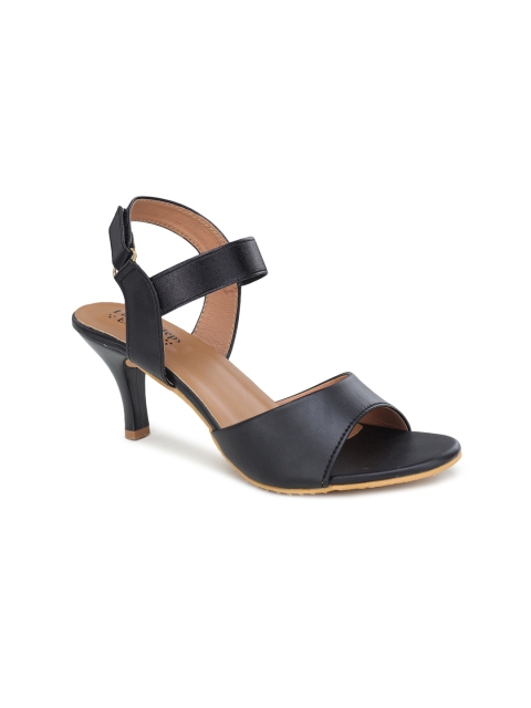 

LONDON STEPS Black Stiletto Sandals with Buckles