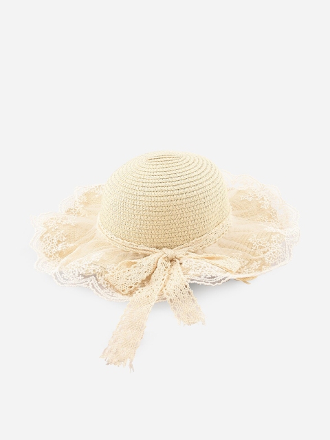 

Toniq Kids Cream Lace Floral Princess Vacation Beach Summer Sun Hat
