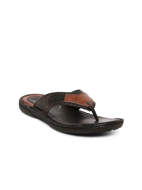 

Lee Cooper Men Black & Brown Leather Comfort Sandals