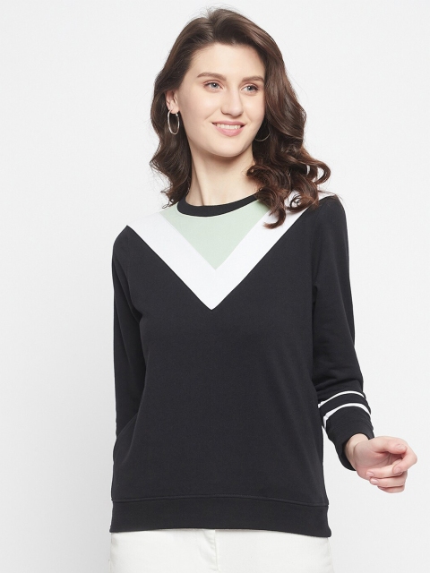 

HARBORNBAY Women Black Colourblocked Sweatshirt