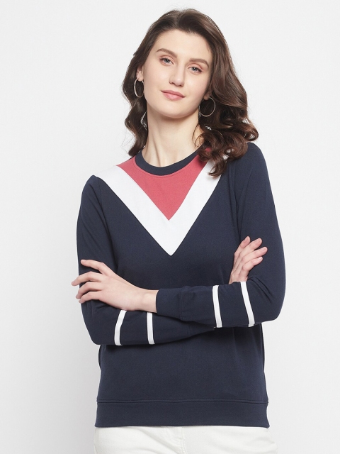 

HARBORNBAY Women Navy Blue Colourblocked Sweatshirt