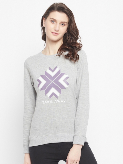 

HARBORNBAY Women Grey Printed Sweatshirt
