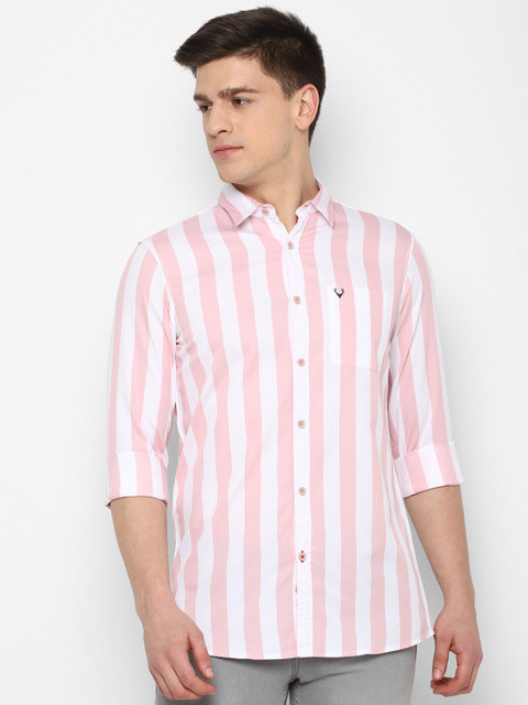 

Allen Solly Sport Men Pink & Off-White Striped Pure Cotton Regular Fit Casual Shirt