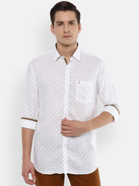 

Van Heusen Sport Men White Slim Fit Printed Pure Linen Casual Shirt