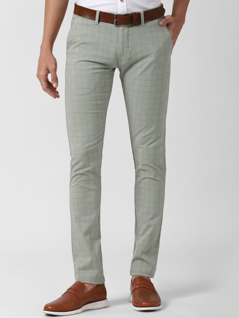 

Peter England Casuals Men Grey Checked Skinny Fit Formal Trousers