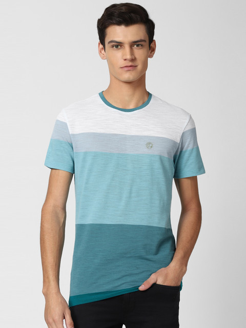 

Peter England Casuals Men Blue Colourblocked Slim Fit T-shirt