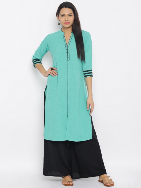

Soch Outlet Women Sea Green Solid Straight Kurta