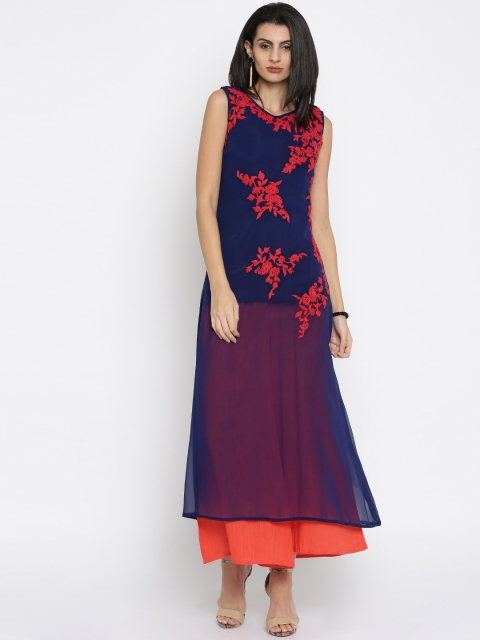 

Soch Outlet Navy Embroidered Kurta, Navy blue