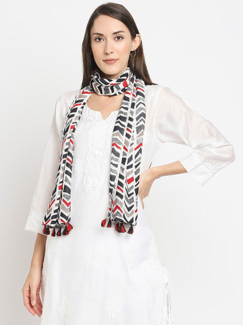 

Get Wrapped Women White & Black Self design Scarf