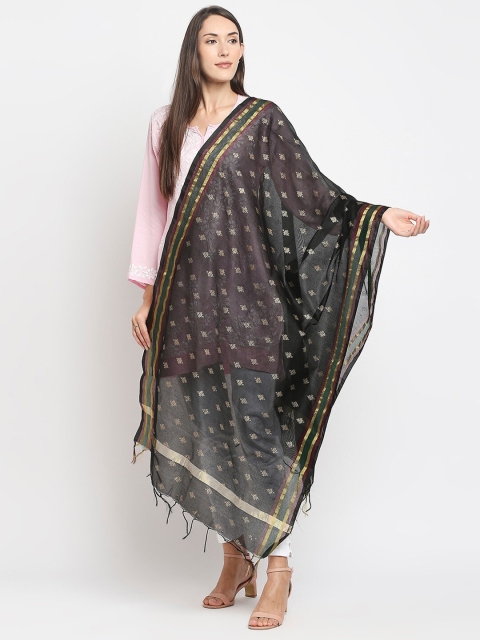 

Get Wrapped Black & Gold-Toned Printed Foil Print Dupatta