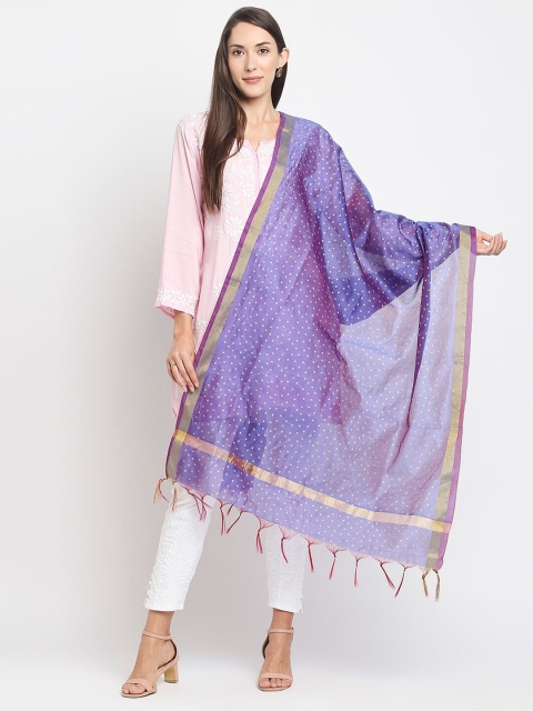 

Get Wrapped Purple & Gold-Toned Printed Foil Print Dupatta with Zari