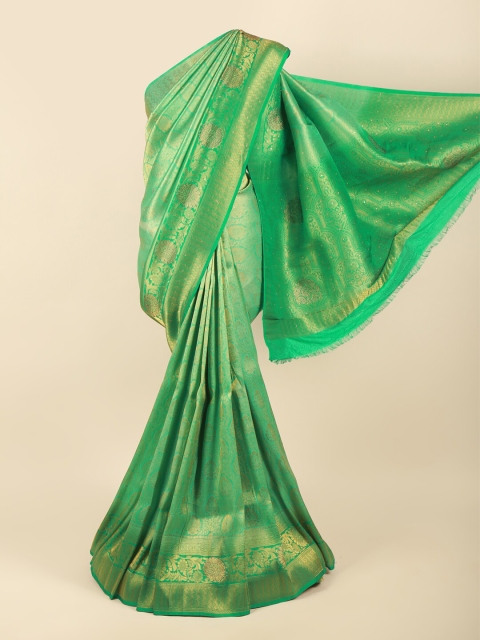 

Pothys Green & Gold-Toned Woven Design Zari Art Silk Saree