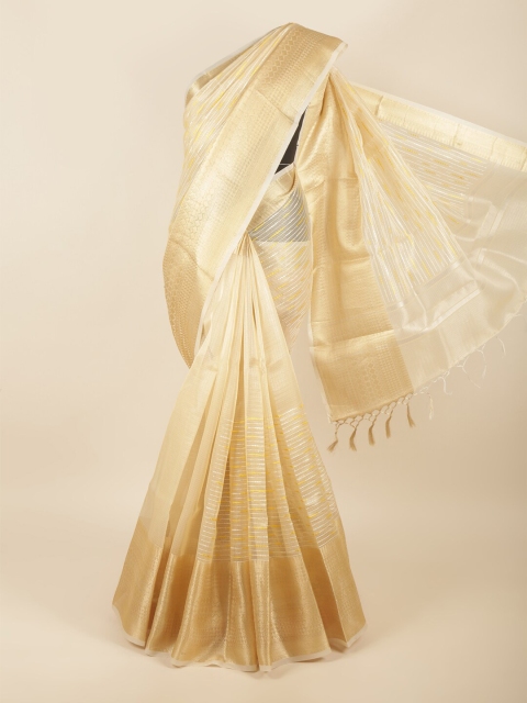 

Pothys Cream-Coloured Woven Design Cotton Blend Saree