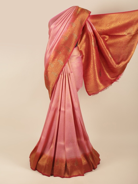 

Pothys Pink & Red Ethnic Motifs Beads and Stones Art Silk Saree