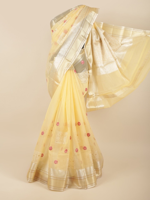

Pothys Yellow & Pink Ethnic Motifs Embroidered Saree