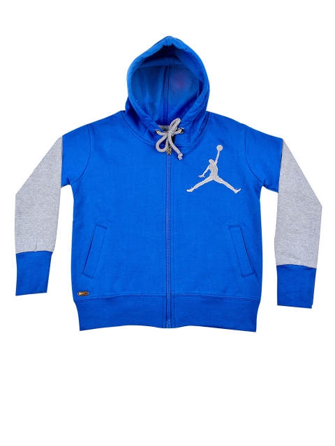 

GKIDZ Boys Blue & Grey Melange Hooded Sweatshirt
