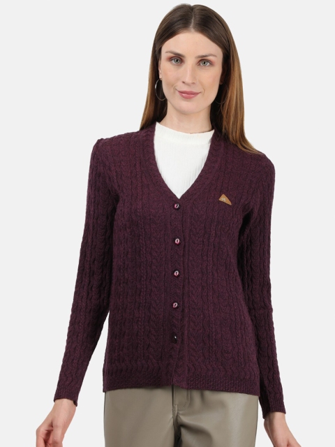 

Monte Carlo Women Maroon Solid Wool Cardigan