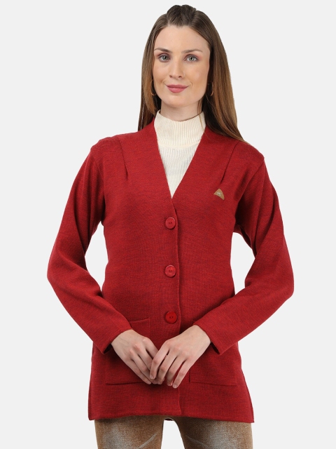 

Monte Carlo Women Red Woolen Cardigan