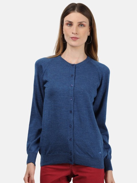 

Monte Carlo Women Blue Pure Wool Cardigan