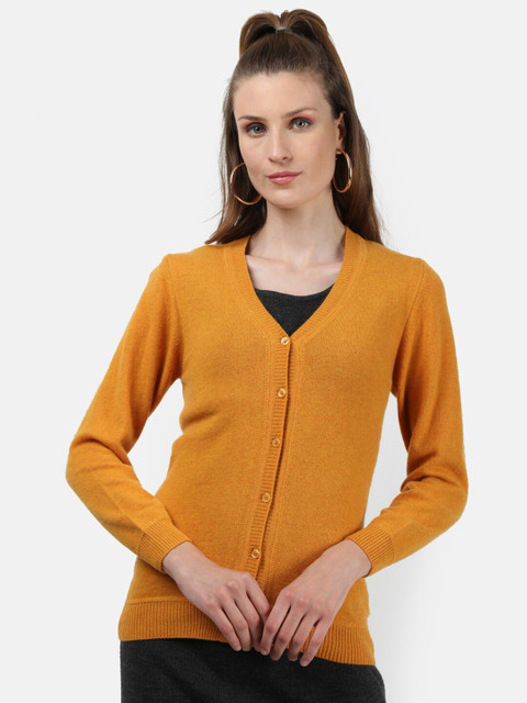 

Monte Carlo Women Yellow Solid Woolen Cardigan